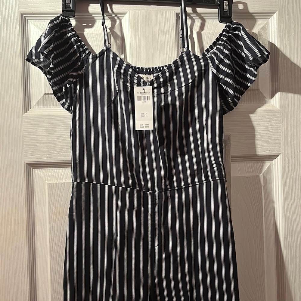 ABERCROMBIE KIDS GIRLS ROMPER COLOR NAVY BLUE & WHITE SIZE 13/14 NEW